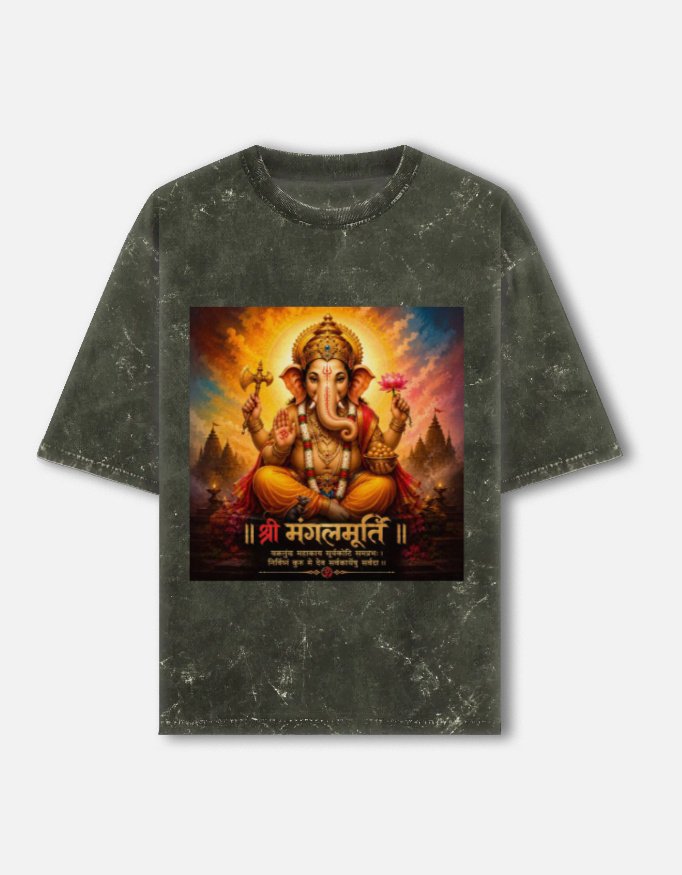 MangalMurti Unisex Acid Washed Oversized Tee