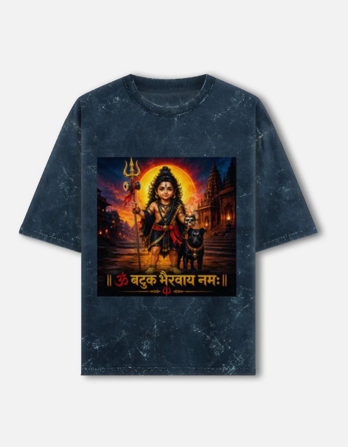Batuk Bhairav Unisex Acid Washed Oversized Tee
