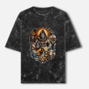 Lord Shiva Unisex Acid Washed Oversized Tee